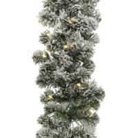 Dennenslinger - 4x - sneeuw - met verlichting - 270 x 12 cm - kunststof - kerstslingers