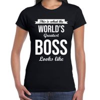 Worlds greatest boss cadeau t-shirt zwart voor dames