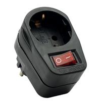 Randaarde stekkeradapter met schakelaar zwart - 6140891