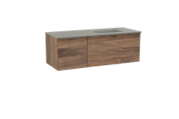 Balmani Forma zwevend badmeubel 135 x 55 cm amerikaans notenhout met Tablo Arcato asymmetrisch rechtse wastafel in solid surface steengrijs, Horizontale symmetrische rechte ribbel - thumbnail