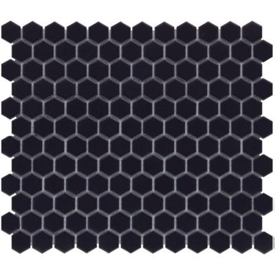 The Mosaic Factory Barcelona Mozaiek Tegel Hexagon - Zwart Porselein Geglazuurd 260x300 mm