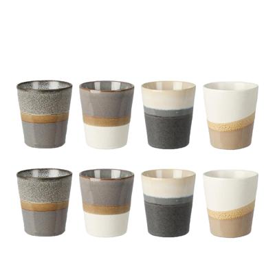 Koffiemok - 8x - Steen - glans afwerking - 200ml - H8 x D7,5 cm