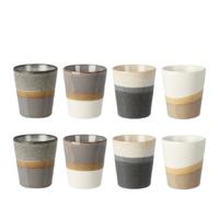 Koffiemok - 8x - Steen - glans afwerking - 200ml - H8 x D7,5 cm