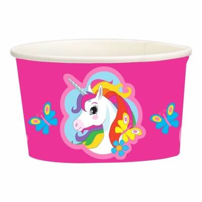 Ijsbakjes Eenhoorn - 8x stuks - 250 ml - karton - D11 cm - unicorn