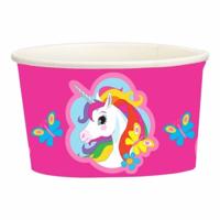 Ijsbakjes Eenhoorn - 8x stuks - 250 ml - karton - D11 cm - unicorn
