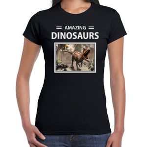 Carnotaurus dinosaurus t-shirt met dieren foto amazing dinosaurs zwart voor dames