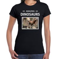 Carnotaurus dinosaurus t-shirt met dieren foto amazing dinosaurs zwart voor dames - thumbnail