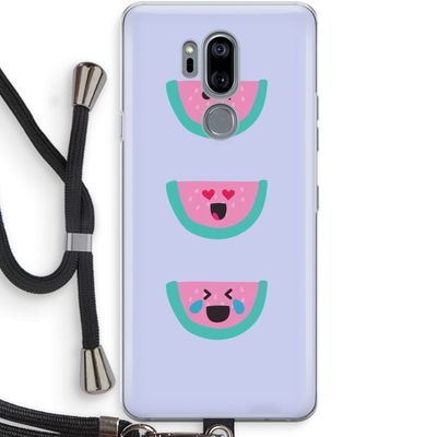 Smiley watermeloen: LG G7 Thinq Transparant Hoesje met koord