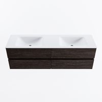 MONDIAZ VICA 160cm badmeubel onderkast Dark Brown 4 lades. Wastafel CLOUD dubbel 2 kraangaten, kleur Talc.