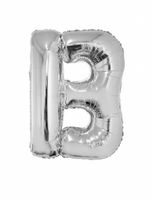 Folieballon zilver letter 'B' Groot