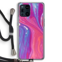 Paarse stroom: Oppo Find X3 Pro Transparant Hoesje met koord