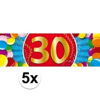 5x 30 jaar leeftijd stickers verjaardag versiering   - - thumbnail