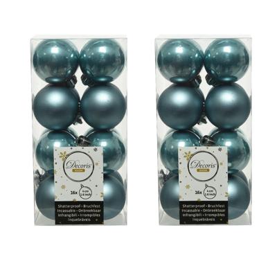 Decoris kleine kerstballen - 32x st - ijsblauw - 4 cm - kunststof - onbreekbare kerstballen Decoris kleine kerstballen - 32x st - ijsblauw - 4 cm - kunststof - onbreekbare kerstballen