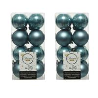 Decoris kleine kerstballen - 32x st - ijsblauw - 4 cm - kunststof - onbreekbare kerstballen