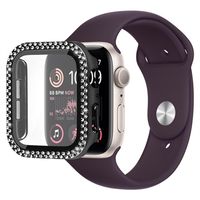 Strass Decoratief Apple Watch SE (2022)/SE/6/5/4 Cover met Screenprotector - 40mm - Zwart - thumbnail