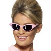 Verkleed zonnebril Fifties thema - roze met diamantjes - Dames - Grease - Pink Ladies