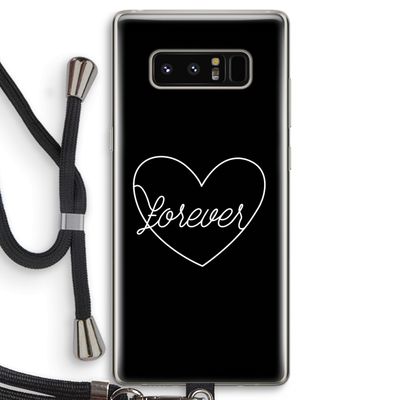 Forever heart black: Samsung Galaxy Note 8 Transparant Hoesje met koord