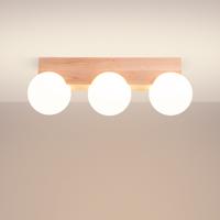 Plafondlamp BULBO 3 natuurlijk hout