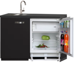 Keukenblok 120cm zwart met inbouwkoelkast RAI-2888