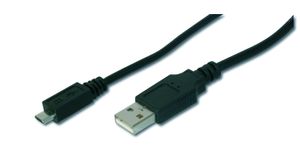 ASSMANN Electronic USB A/micro B, 1.8m 1.8m USB A Micro-USB B Mannelijk Mannelijk Zwart USB-kabel