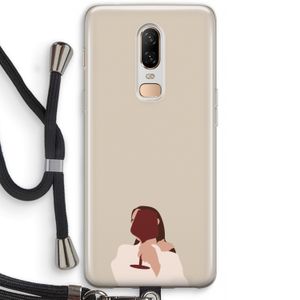 I drink wine: OnePlus 6 Transparant Hoesje met koord