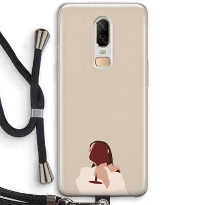 I drink wine: OnePlus 6 Transparant Hoesje met koord