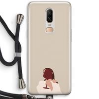 I drink wine: OnePlus 6 Transparant Hoesje met koord