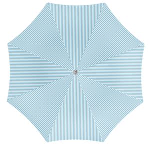 Parasol - lichtblauw/wit - gestreept - D180 cm - UV-bescherming - incl. draagtas