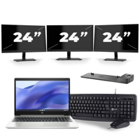 HP ProBook 450 G7 - Intel Core i5-10e Generatie - 15 inch - 16GB RAM - 256GB SSD - Windows 11 + 3x 24 inch Monitor