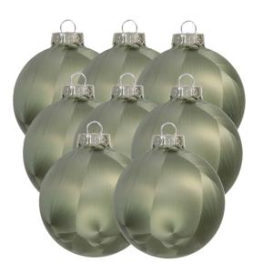 Luxe kerstballen - 8x stuks - 8 cm - olijf groen - glas - ice finish - kerstversiering