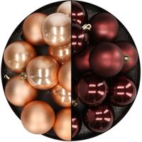 Kunststof kerstballen van dia 6 cm - 24x stuks - bruin tinten mix - kerstversiering - kerstboom