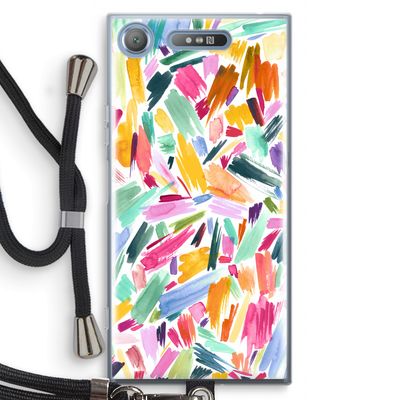 Watercolor Brushstrokes: Sony Xperia XZ1 Transparant Hoesje met koord