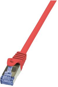 LogiLink CQ3024S RJ45 Netwerkkabel, patchkabel CAT 6A S/FTP 0.50 m Rood Vlambestendig, Snagless 1 stuk(s)