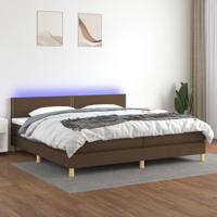 Boxspring met matras en LED stof donkerbruin 200x200 cm