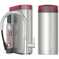 Quooker Flex Round Keukenkraan Set - Kokend Warm- en Koud Water - Uittrekbare Slang - Chroom - Inclusief COMBI Reservoir & CUBE - Direct Gekoeld Bruisend Water
