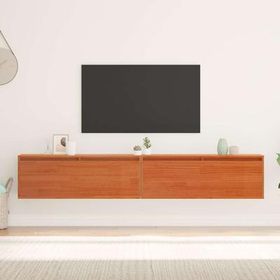 Wandkasten 2 pcs Wasbruin 100 x 30 x 35 cm Massief grenenhout