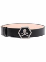 Philipp Plein ceinture en cuir à motif tête de mort - Noir - thumbnail