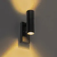 Buitenlamp met lichtsensor &apos;Blake&apos; up down 2X GU10 zwart 21 cm