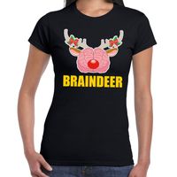 Foute Kerst t-shirt braindeer zwart voor dames - thumbnail