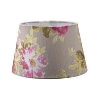 Lampenkap rond schuin | taps | katoen | stoffen lampenkap voor tafellamp | lampenkap met E27 fitting | Ø20cm H13cm | bloemen print | grijs