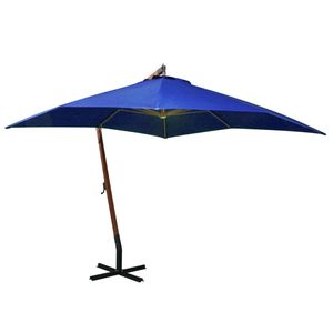 vidaXL Zweefparasol met paal 3x3 m massief vurenhout azuurblauw