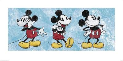 Kunstdruk Mickey Mouse Squeaky Chic Triptych 100x50cm
