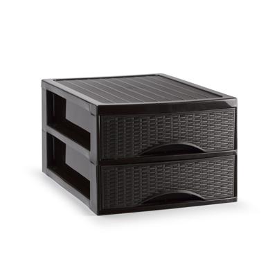 Ladekastje bureau organizer SORTED - 2 lades - donkerbruin - L26 x B35 x H19 cm - kunststof