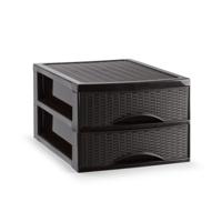 Ladekastje bureau organizer SORTED - 2 lades - donkerbruin - L26 x B35 x H19 cm - kunststof