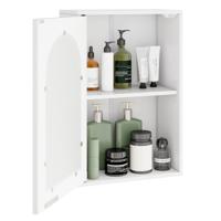 Wandkast Badkamer Badkamermeubel met Glazen Deur & Verstelbare plank Wandkast hout Badkamermeubel 35 x 20 x 52,5 cm Wit