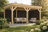 Overkapping Almere 450x300 cm Douglas blank met vuren rabat wanden (Incl. EPDM)- - - Van Kooten