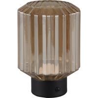 LED Tafellamp - Trion Doli - 1.5W - Warm Wit 3000K - Oplaadbare batterijen - Mat Zwart - Metaal - Amber Glas