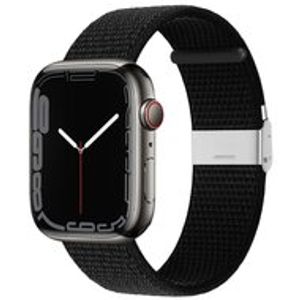 Nylon bandje met klemsluiting - Zwart - Geschikt voor Apple Watch 38mm / 40mm / 41mm