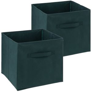 Set van 2x opbergmand 29 liter emerald groen 31 x 31 x 31 cm