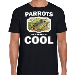 T-shirt parrots are serious cool zwart heren - papegaaien/ grijze roodstaart papegaai shirt 2XL  -